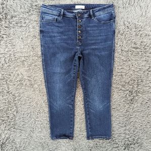 VERVET Jeans Women's 16 Dark Wash Haylie High Rise Button Fly Ankle Skinny Denim